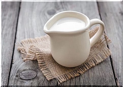 Milk placed on a table