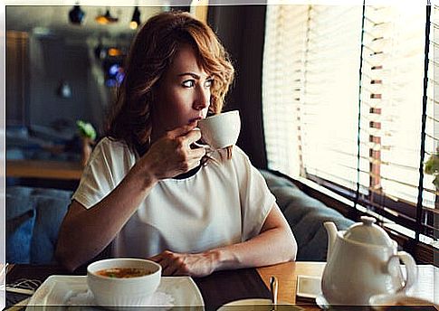 Woman having breakfast