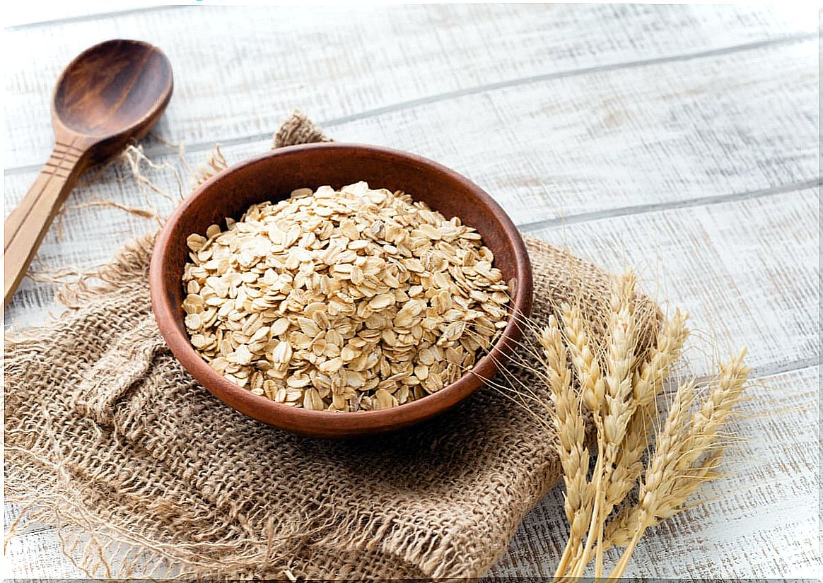 Oatmeal in a bowl.