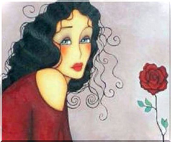 A woman with a rose