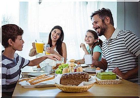 Family having breakfast